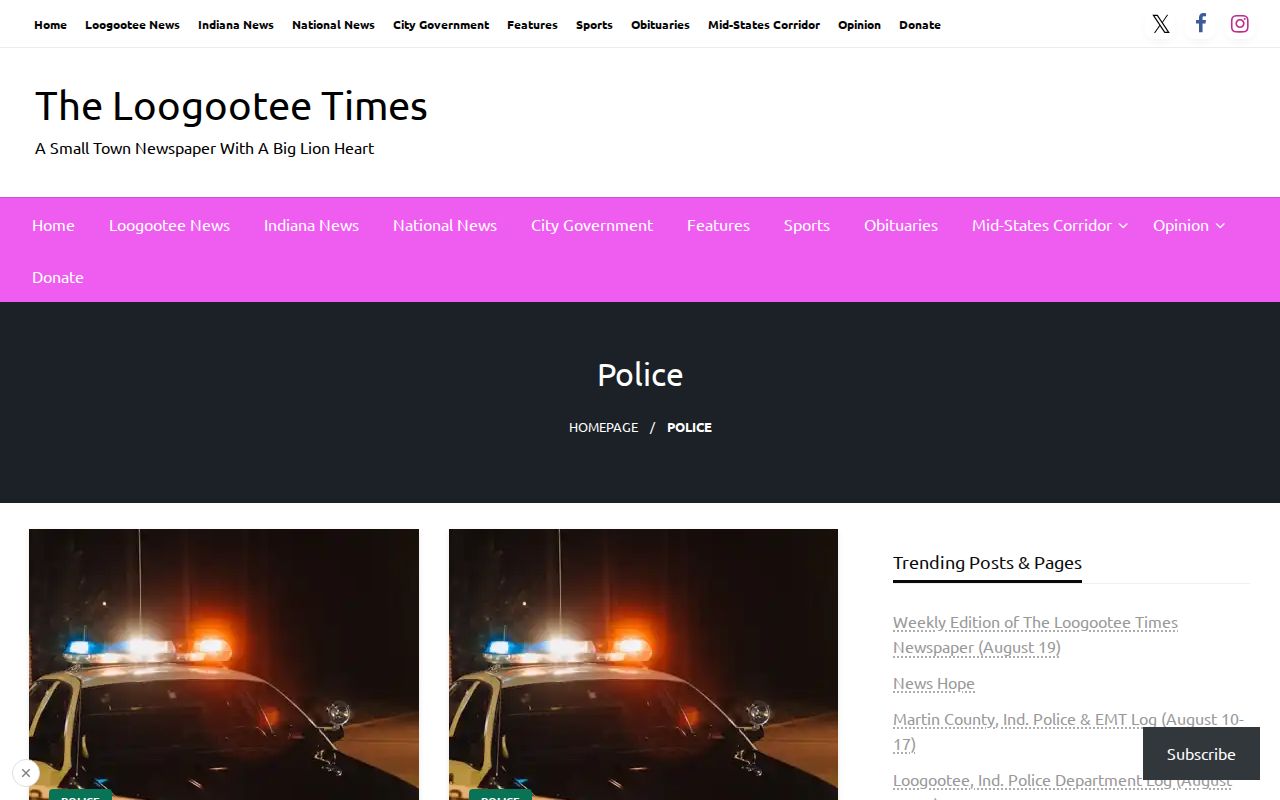 Martin County and Loogootee arrest activity police log